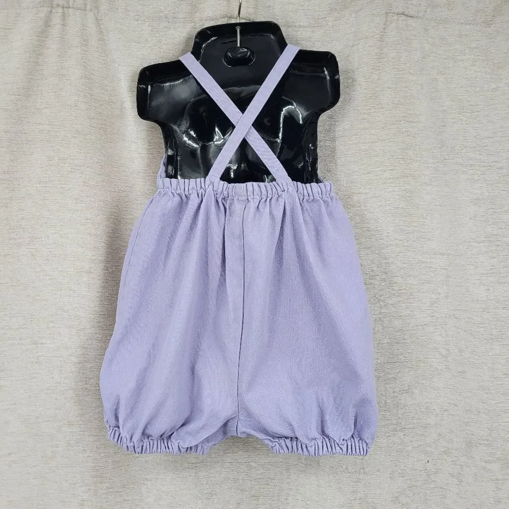 Ralph Lauren Vintage 90s Purple Lavender Girls Overalls Bubble Shorts